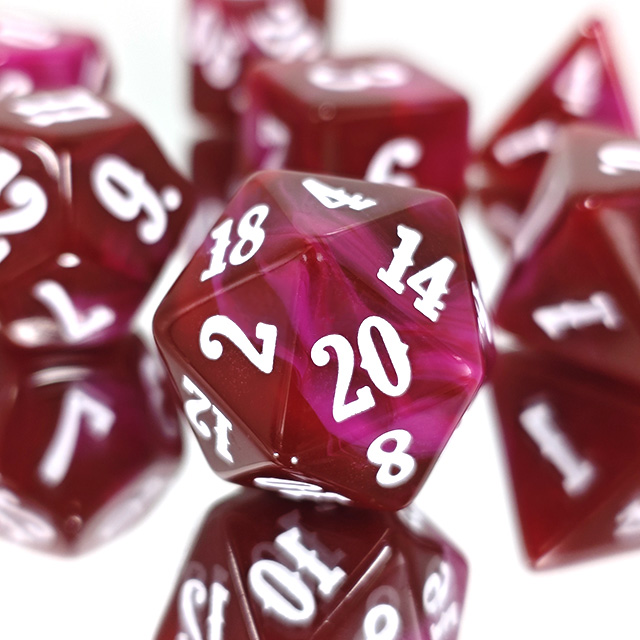 Board Game Font - 7Pcs Acrylic Polyhedral Dice Wine Red