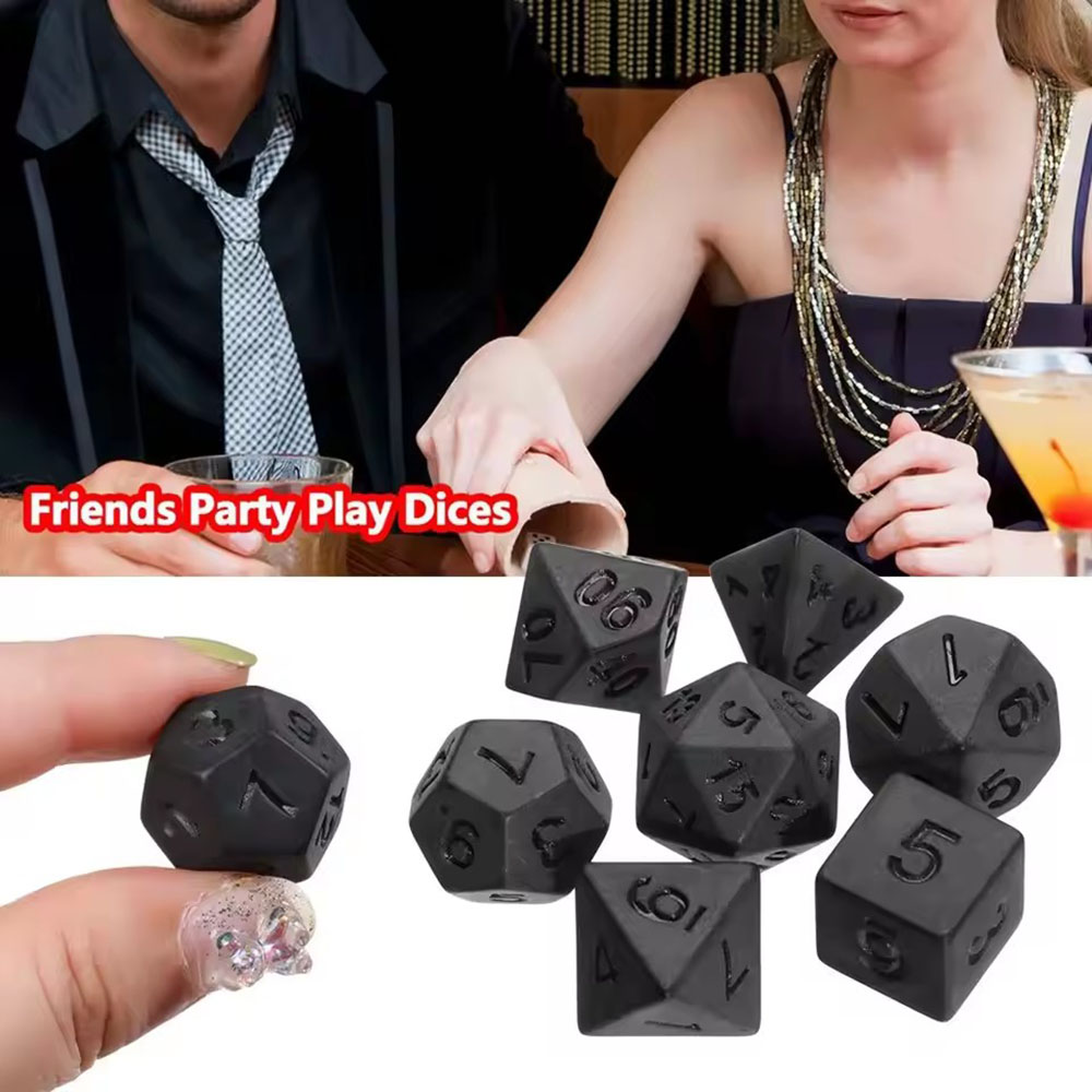 Board Game Font - 7pcs/set New Black Dices, Polyhedric Digital