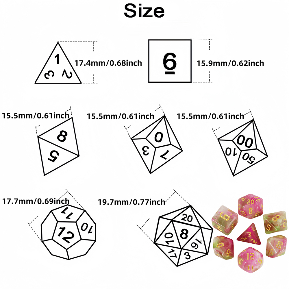 7pcs Board Game Dice Set Retro - Board Game Font ulasan dan harga