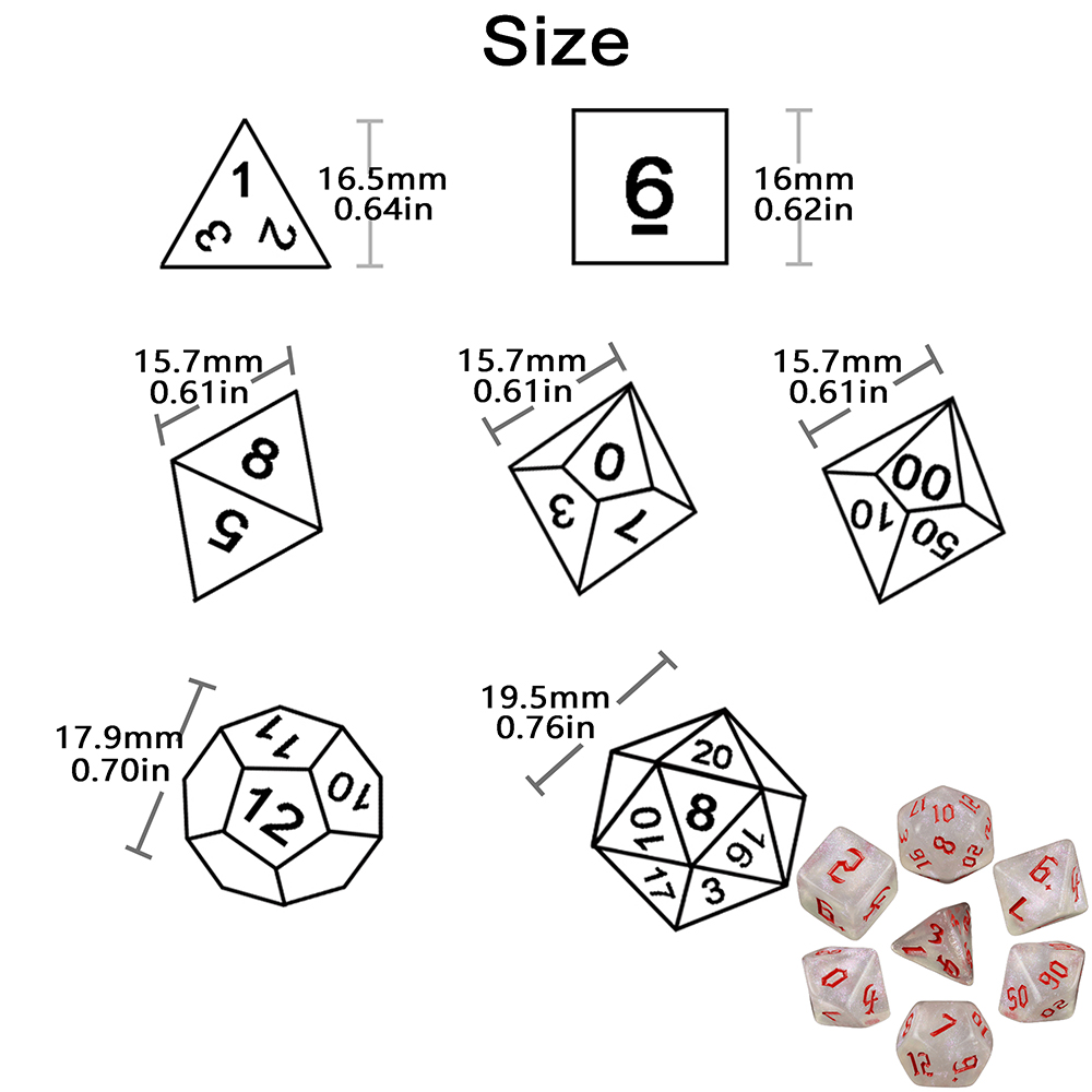 Glitter Polyhedral Dice Set 7p - Board Game Font ulasan dan harga