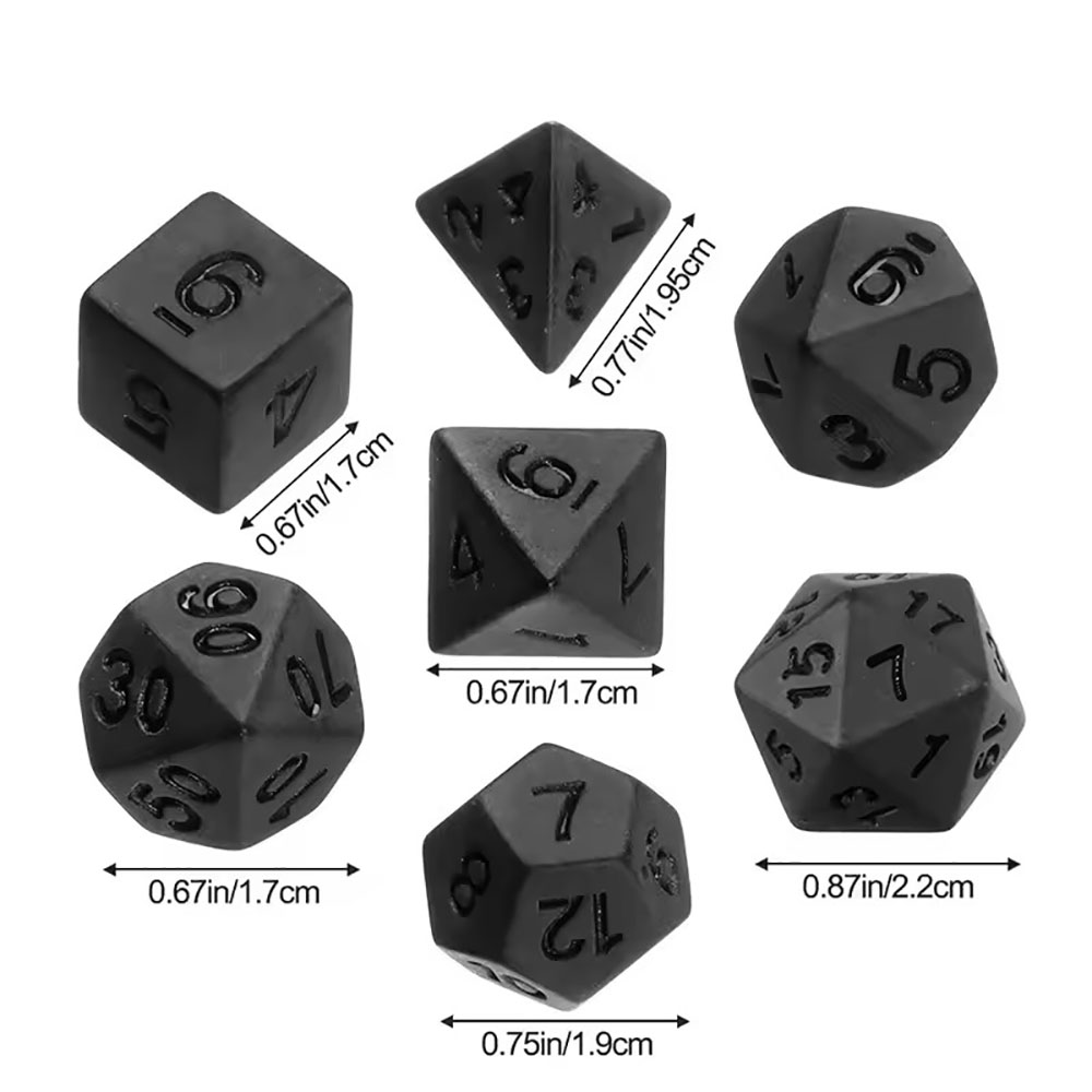 7pcs/set New Black Dices, Poly - Board Game Font ulasan dan harga