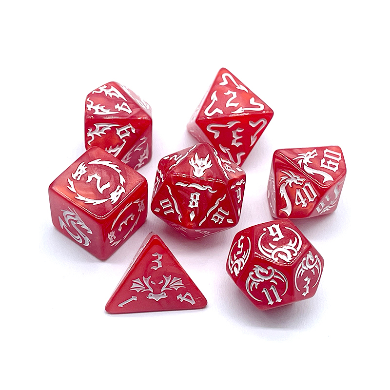 7 Pcs of New Red Colors Dice P - Board Game Font ulasan dan harga