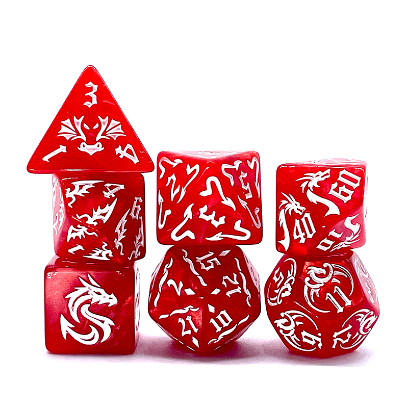 7 Pcs of New Red Colors Dice P - Board Game Font ulasan dan harga