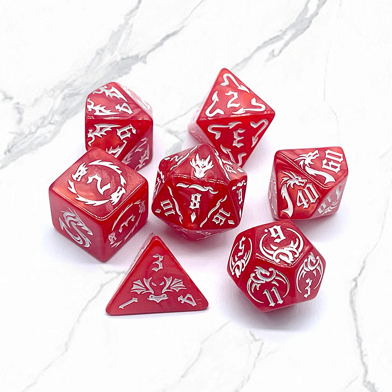7 Pcs of New Red Colors Dice P - Board Game Font ulasan dan harga