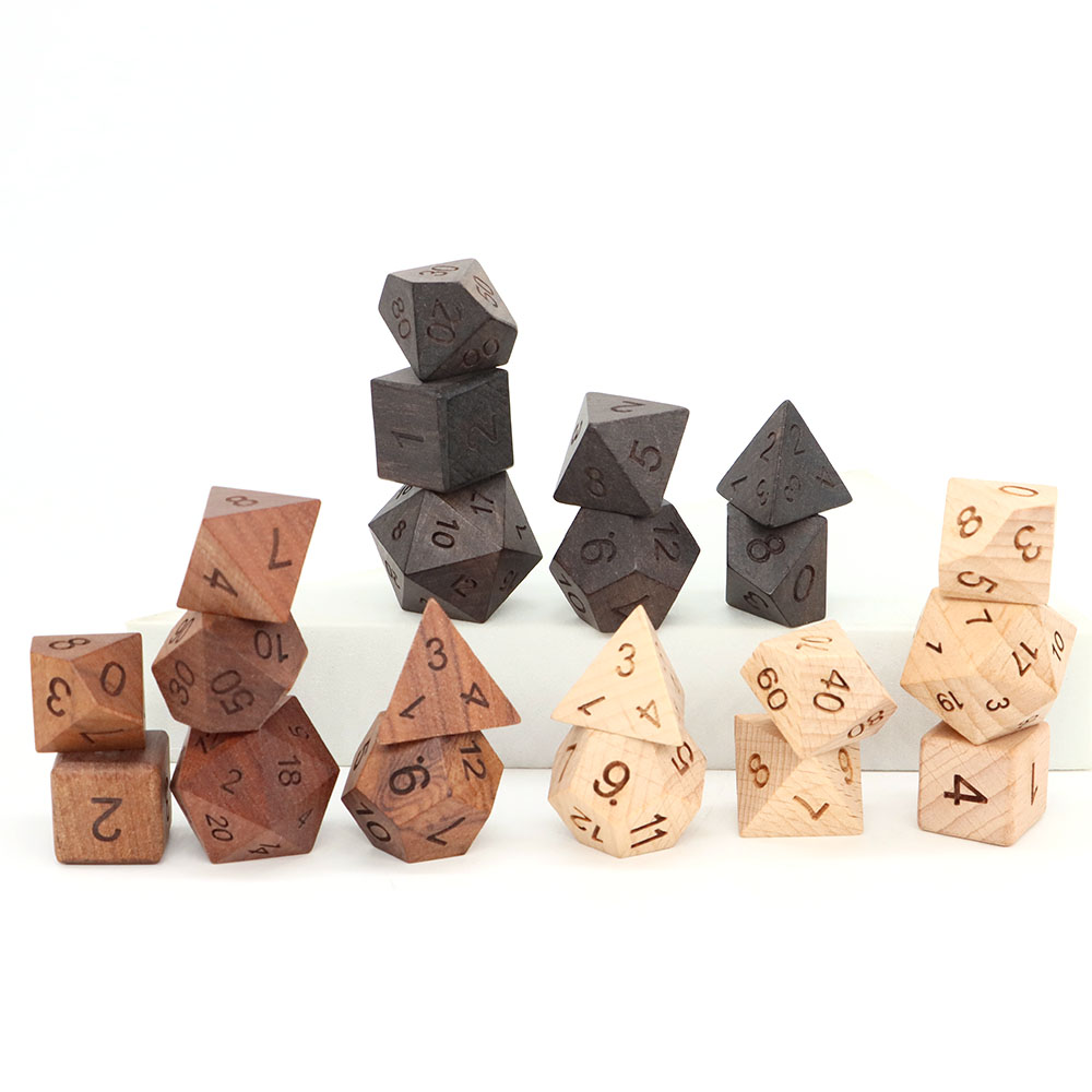 7Pcs/Set Wooden Dice d4-d20 Po - Board Game Roleplay ulasan dan harga