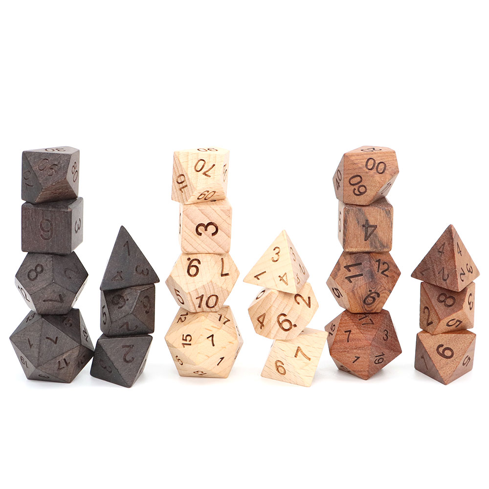 7Pcs/Set Wooden Dice d4-d20 Po - Board Game Roleplay ulasan dan harga
